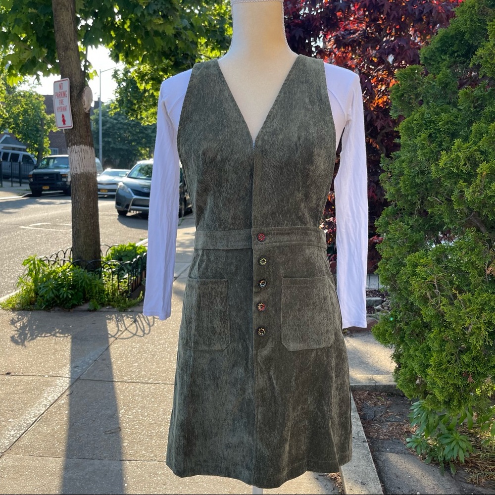 green overall type dress corduroy by love riche